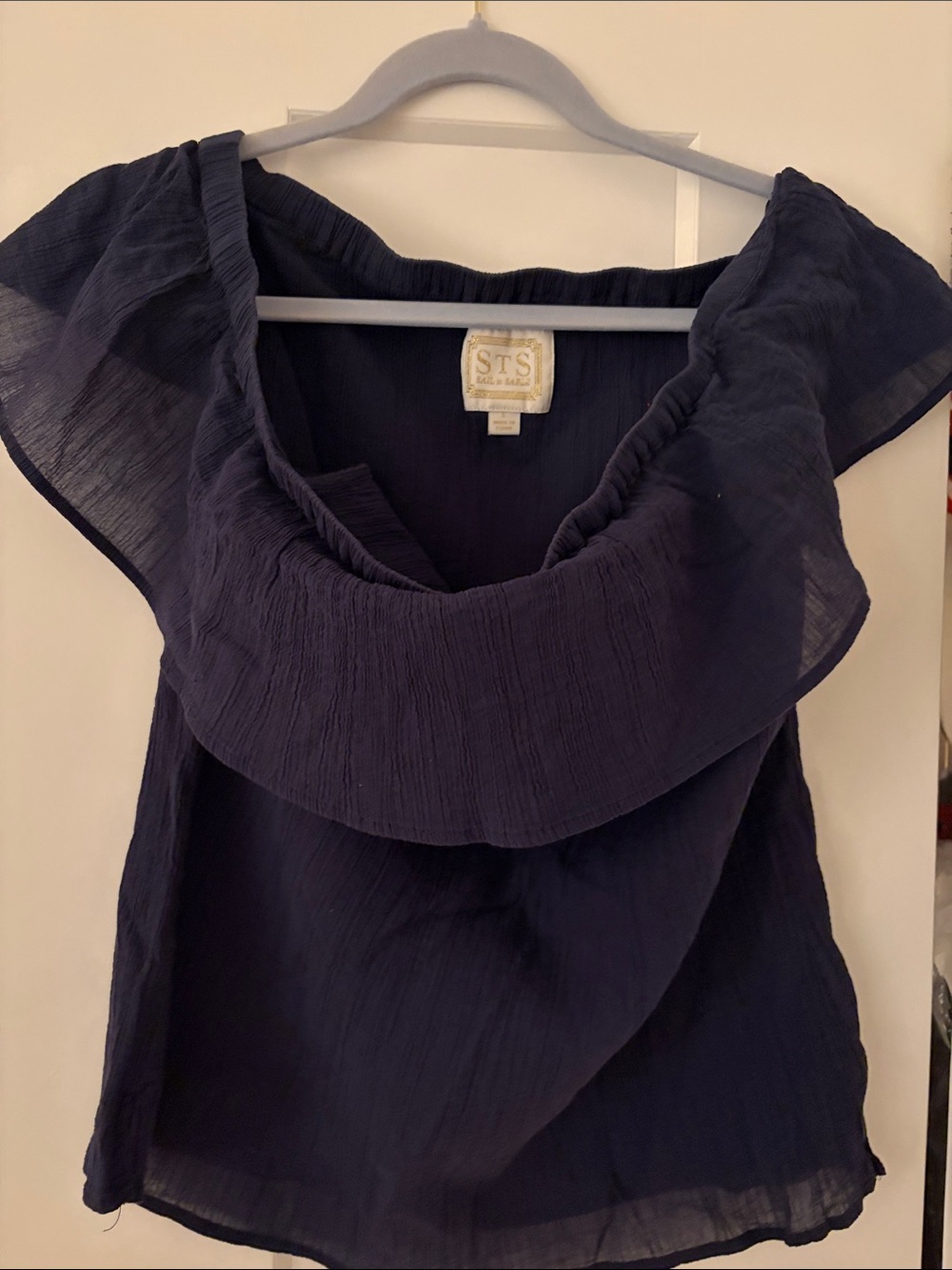 STS Collection Navy Ruffle-Trim Camisole Blouse